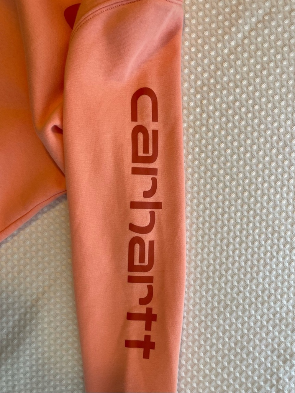 CARHARTT Women's Relaxed Fit Salmon Pink Logo Pullover Hoodie Size XS Cozy - Picture 4 of 9
